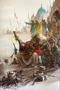 Ali Abbas, Sufi with Naath, 15 x 22 Inch, Watercolor on Paper, Figurative Painting, AC-AAB-255